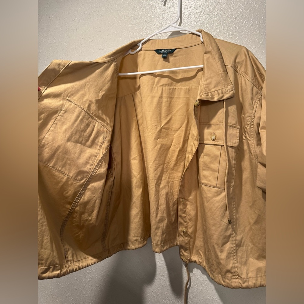 Lauren Ralph Lauren Tan Utility Button Up Top - Picture 5 of 8